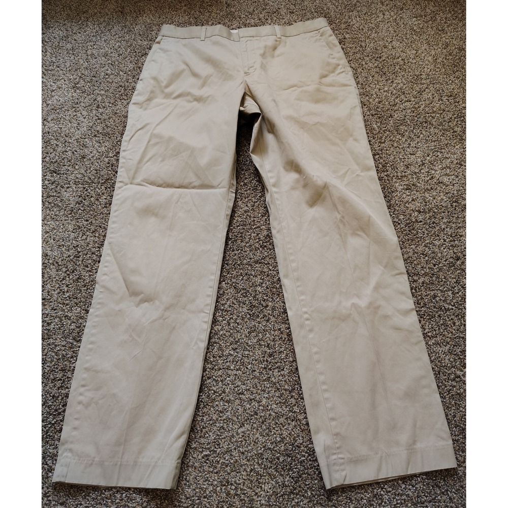 Express Producer Mens Khaki Chino Pants 34x34 Tan Straight Leg Stretch Cotton